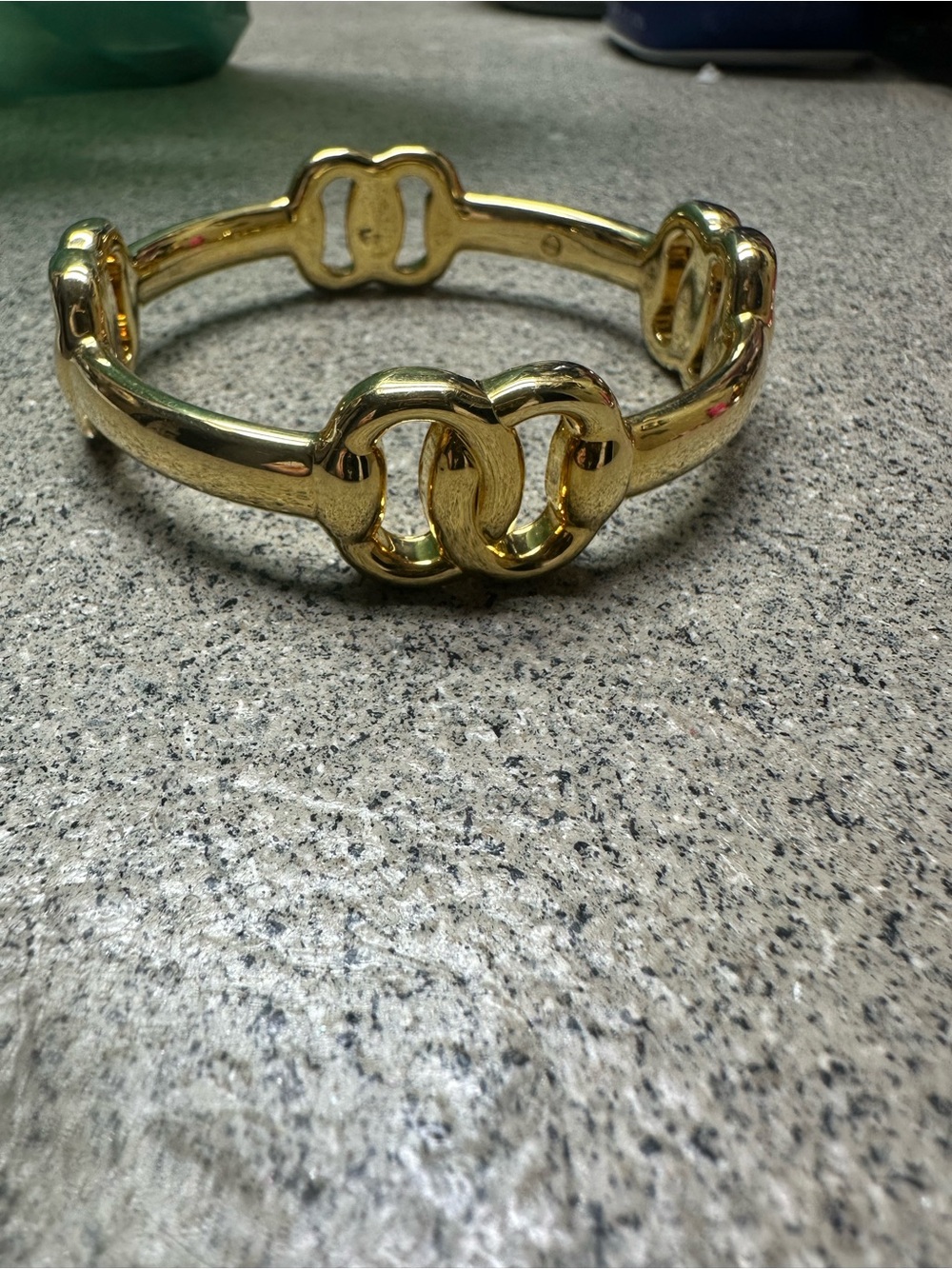 Gold Linked Circle Hinged Bangle Bracelet - Women Jewelry